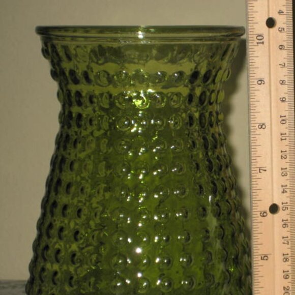 Vintage Hobnail DPS XL DOTS Green Glass Vase 10" 1950s-60s Excellent Condition - Picture 5 of 12